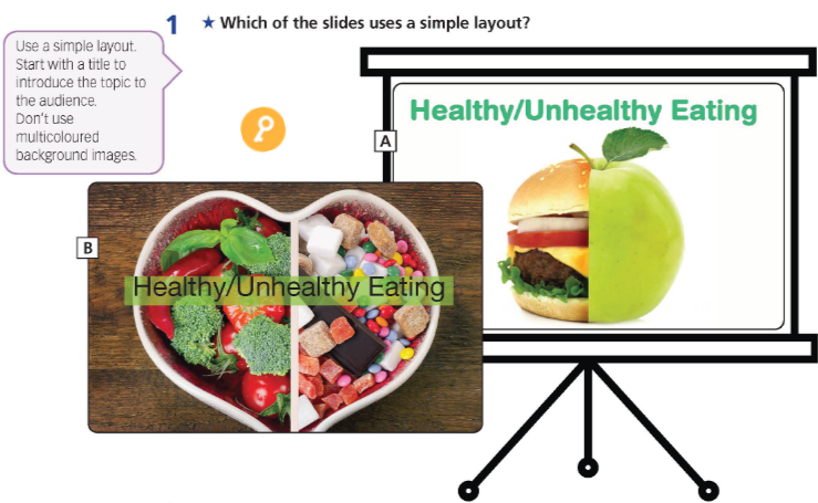 3. Present healthy/unhealthy food – Presentation skills – SBT Tiếng Anh 6 – Right on! 0 1