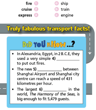 5c. Vocabulary - Unit 5. Travel and Transportation - SBT Tiếng Anh 7 Right on! 1 1