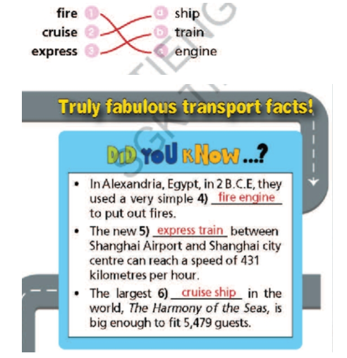 5c. Vocabulary - Unit 5. Travel and Transportation - SBT Tiếng Anh 7 Right on! 1 2