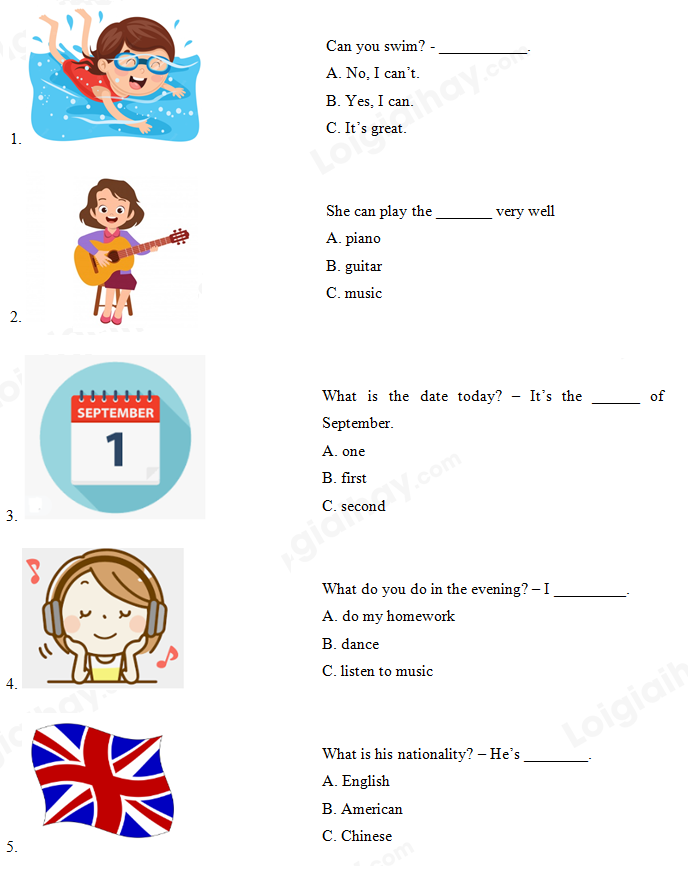 Đề thi giữa kì 1 Tiếng Anh 4 - Đề số 3 0 3