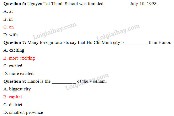 Đề thi vào lớp 6 môn Tiếng Anh trường Nguyễn Tất Thành năm 2018 1 3