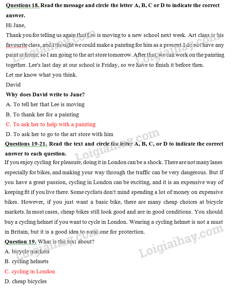 Đề thi vào lớp 6 môn Tiếng Anh trường Nguyễn Tất Thành năm 2023 1 4