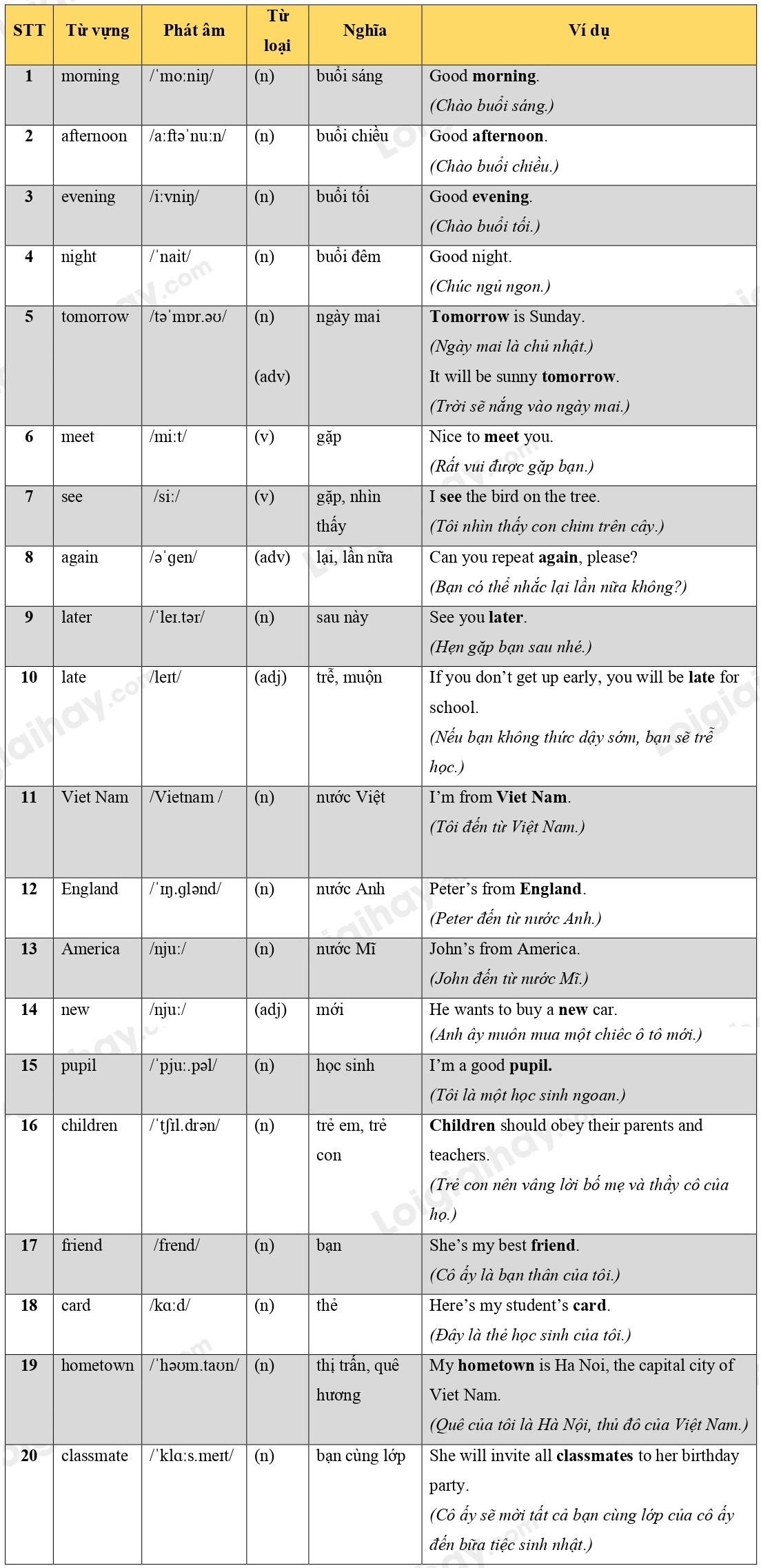 Lý thuyết Từ vựng - Ôn hè Tiếng Anh lớp 4 0 1