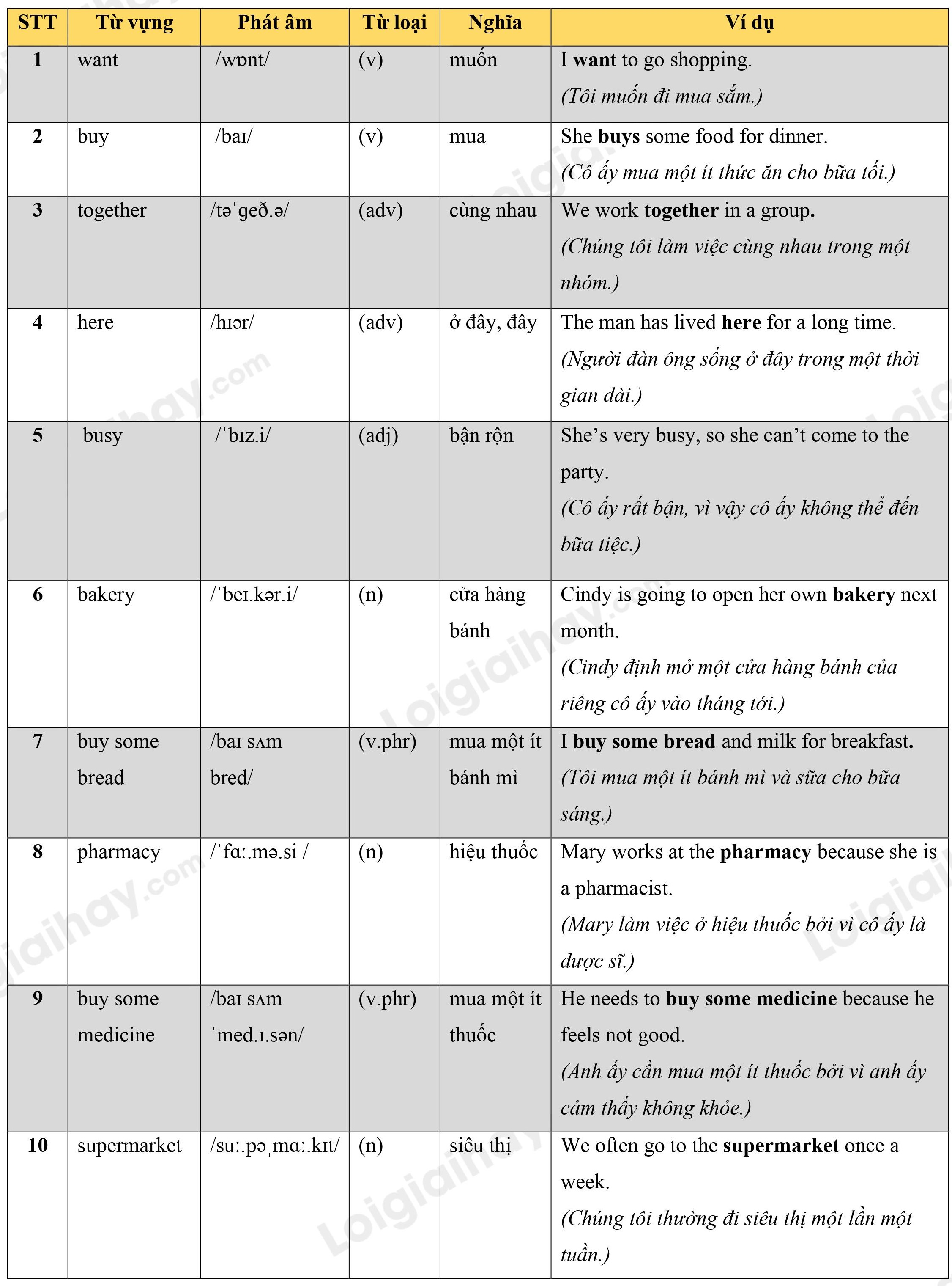 Lý thuyết Từ vựng - Ôn hè Tiếng Anh lớp 4 15 1