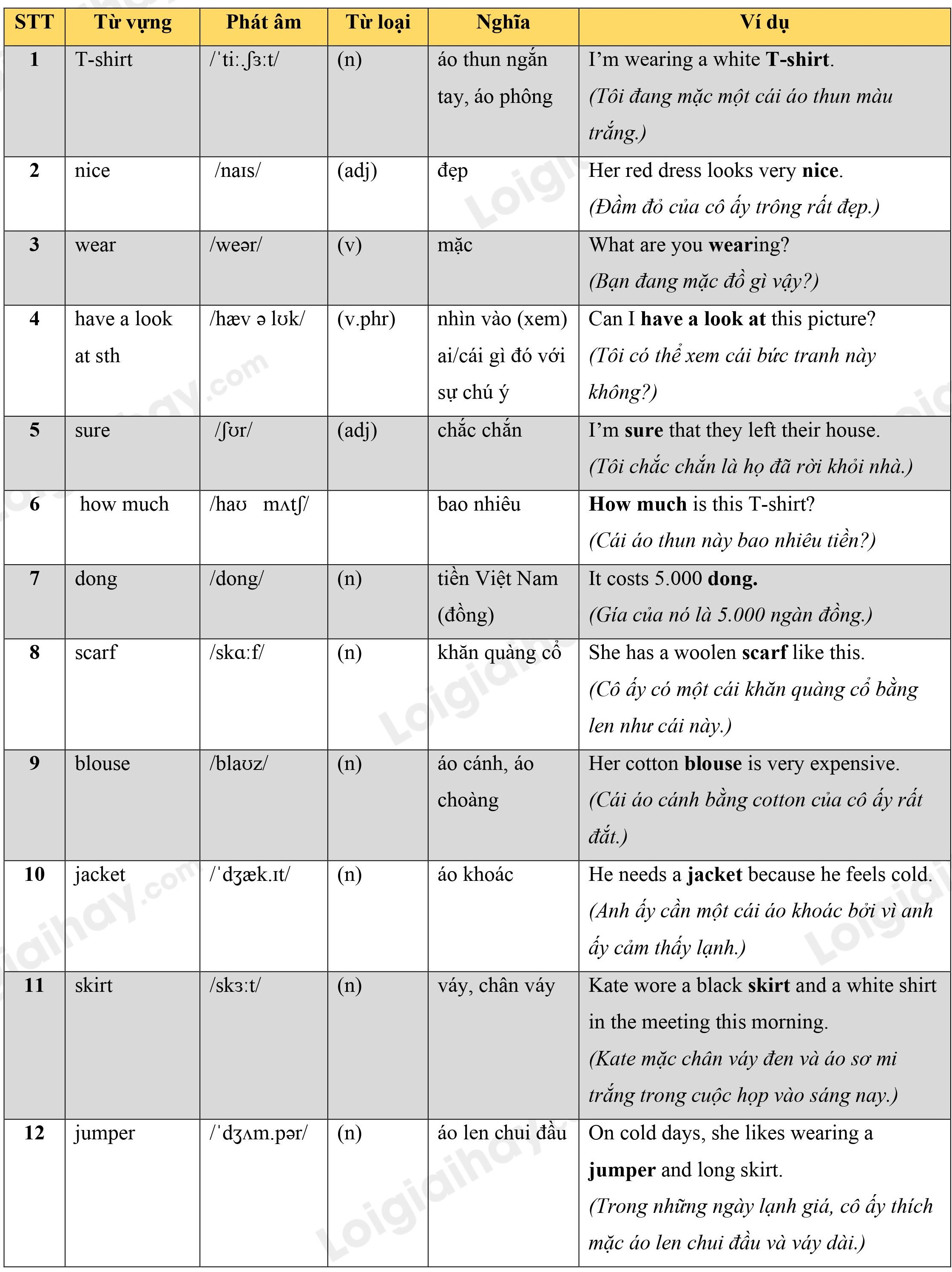 Lý thuyết Từ vựng - Ôn hè Tiếng Anh lớp 4 16 1