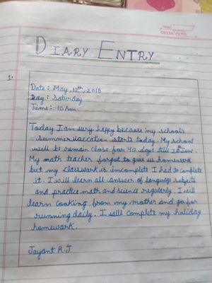 Image Example for write a diary in English
