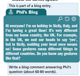 Tiếng Anh 7 Writing 1. A blog comment 0 1