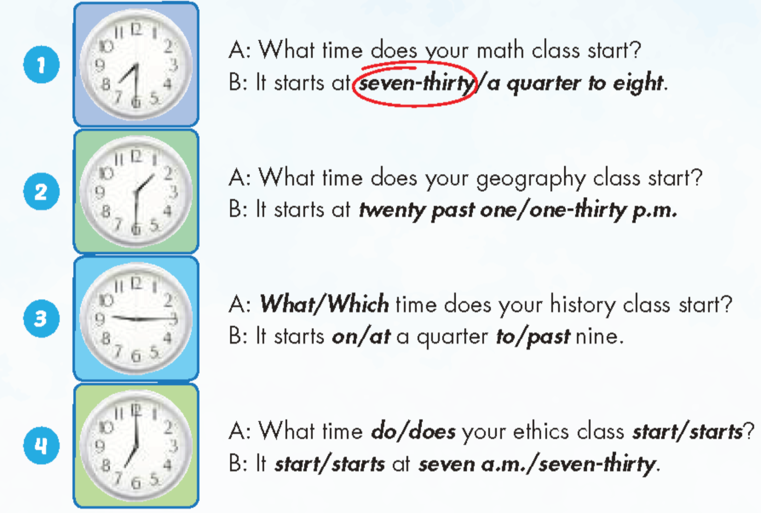 Tiếng anh lớp 5 Unit 1 Time trang 15 iLearn Smart Start 3 1