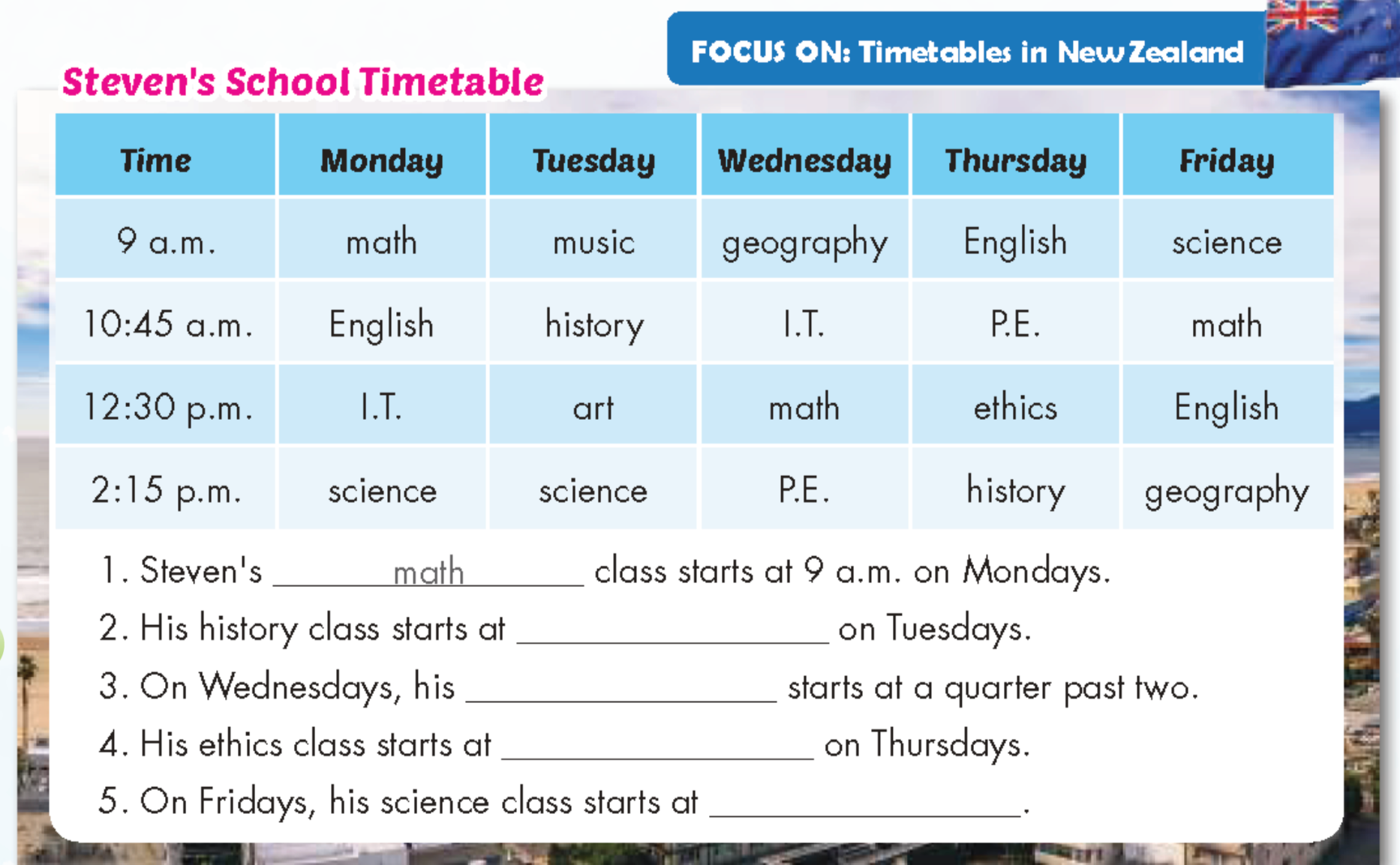 Tiếng anh lớp 5 Unit 1 Time trang 15 iLearn Smart Start 4 1