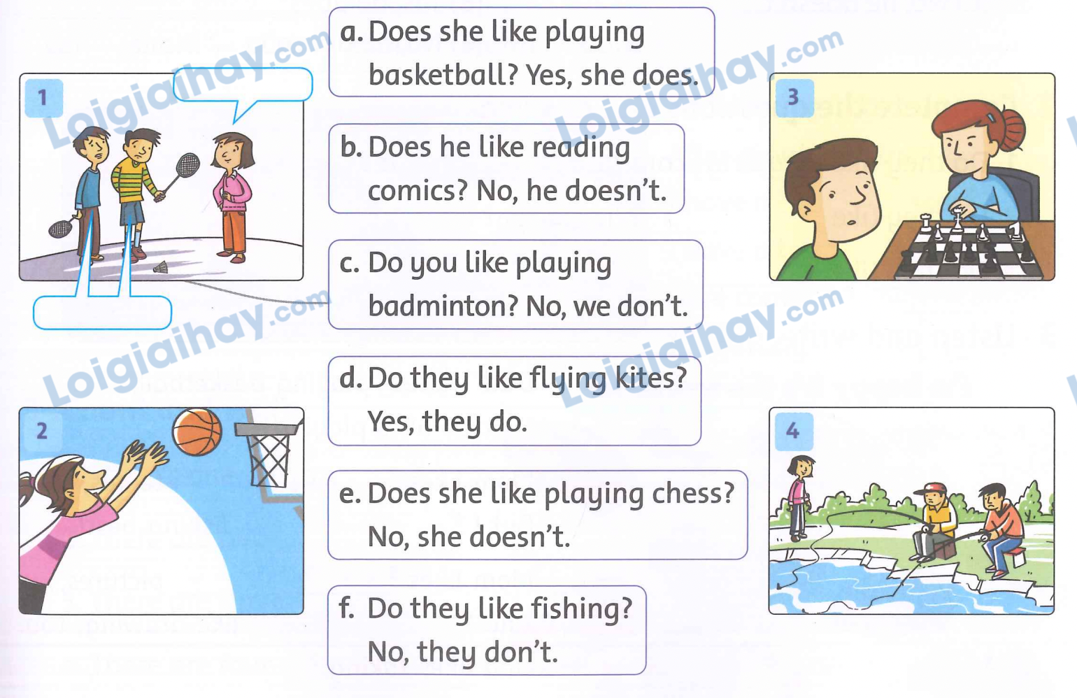 Unit 10. Do they like fishing? - SBT Tiếng Anh 4 - Family and Friends 3 1