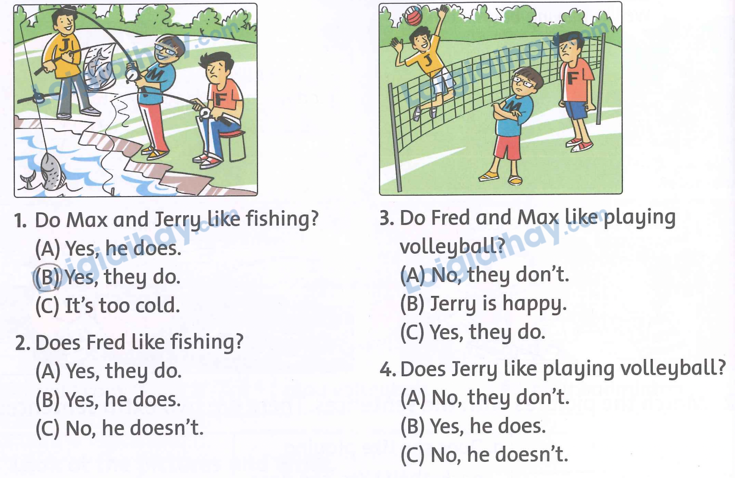 Unit 10. Do they like fishing? - SBT Tiếng Anh 4 - Family and Friends 4 1