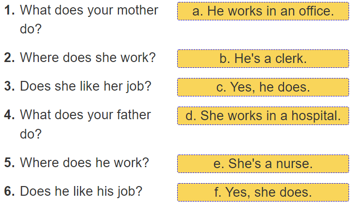 Unit 12. What does your father do? trang 48 Sách bài tập (SBT) Tiếng Anh 4 mới 3 1