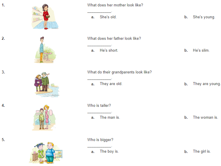 Unit 14. What does he look like? trang 56 Sách bài tập (SBT) Tiếng Anh 4 mới 4 1