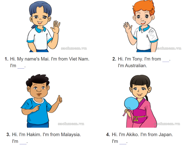 Unit 2. I'm from Japan trang 8 Sách bài tập (SBT) Tiếng Anh 4 mới 3 1