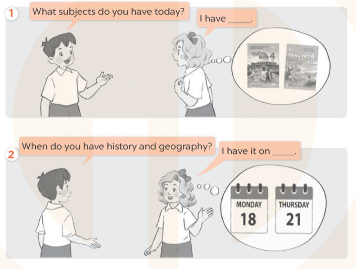 Unit 7. Our timetables - SBT Tiếng Anh 4 - Global Success 6 1