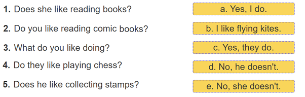 Unit 7. What do you like doing? trang 28 Sách bài tập (SBT) Tiếng Anh 4 mới 4 1