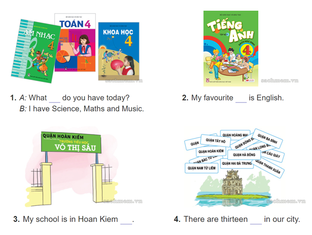 Unit 8. What subject do you have today? trang 32 Sách bài tập (SBT) Tiếng Anh 4 mới 1 1
