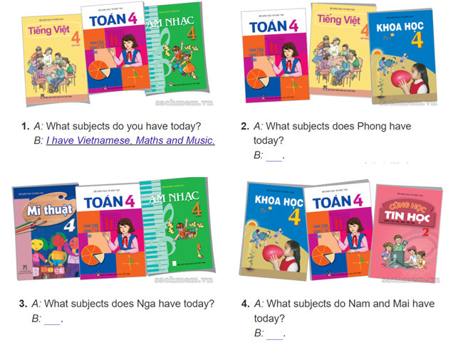 Unit 8. What subject do you have today? trang 32 Sách bài tập (SBT) Tiếng Anh 4 mới 5 1