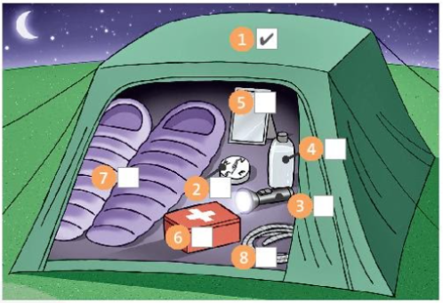 Vocabulary and Listening: Survival equipment - Unit 6: Survival - SBT Tiếng Anh 7 Friends Plus 2 1