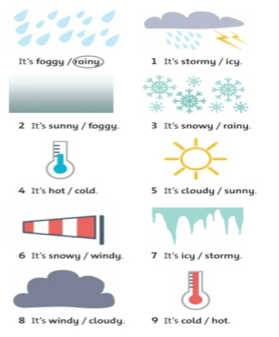 Vocabulary and Listening: Weather conditions - Unit 8 - SBT Tiếng Anh 6 - Friends Plus (Chân trời sáng tạo) 0 1