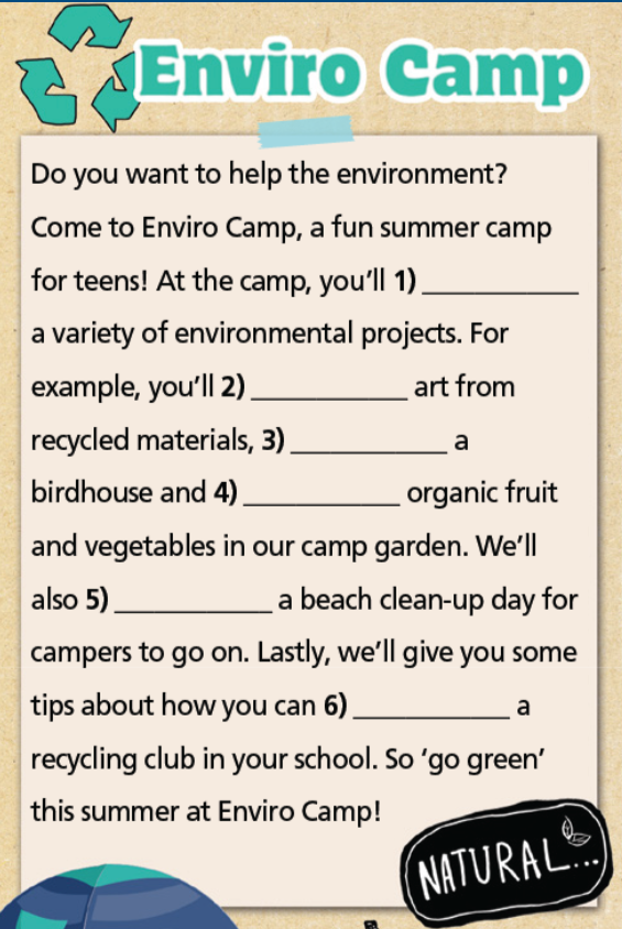 Vocabulary: The enviroment and school green activities - Unit 6. Be green - SBT Tiếng Anh 7 Right on! 2 1
